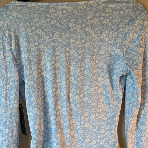 NWT No Boundaires Womens Floral Rusched Front Long Sleeve Blue White Top Medium - Picture 11 of 13